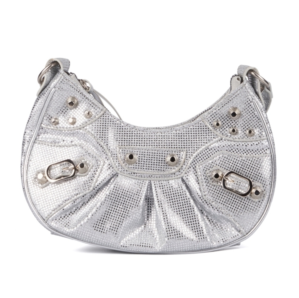 SILVER CROSSBODY HOBO BAG